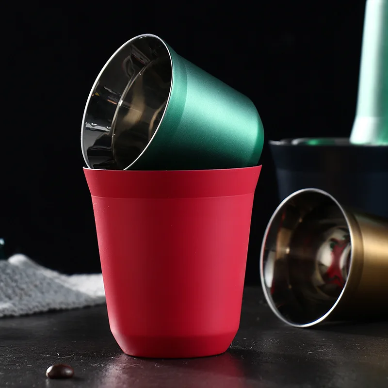 Stainless Steel Coffee Cup Capsule 80ml Coffee mug 304 Double Insulated Portable Tea Cup Beer Milk Cup