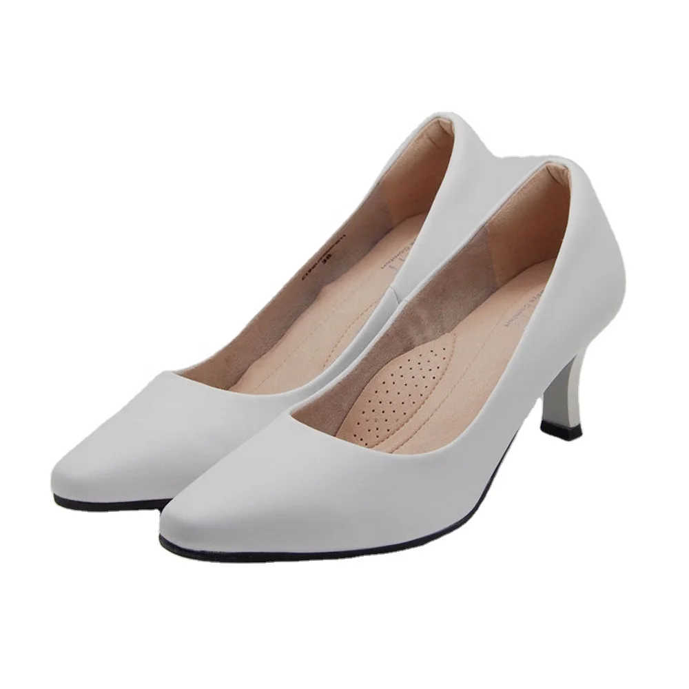 Nurse Shoes/dress Shoes in White for Women Dress High Heeled Shoes Rubber SU955MWH Elegant SOFIT Thailand . Microfiber TH;9