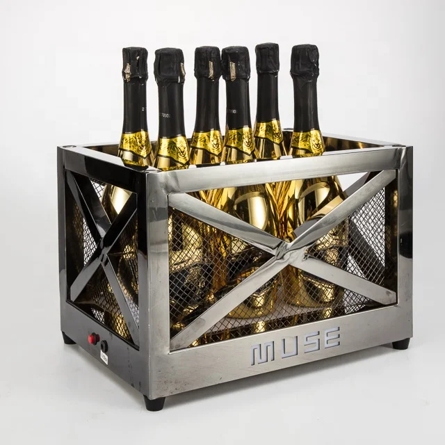 
Metal Stainless Steel LED Ice Bucket with Laser Lighting 