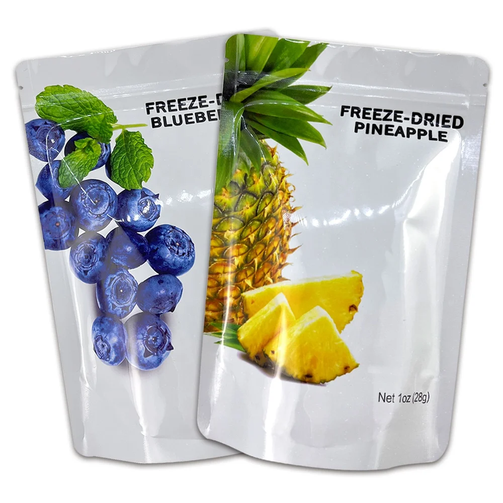 Custom Degradable Glossy Printed Freeze-Dried Fruit Nuts 28g 100g Food Stand Up Pouch With Zipper