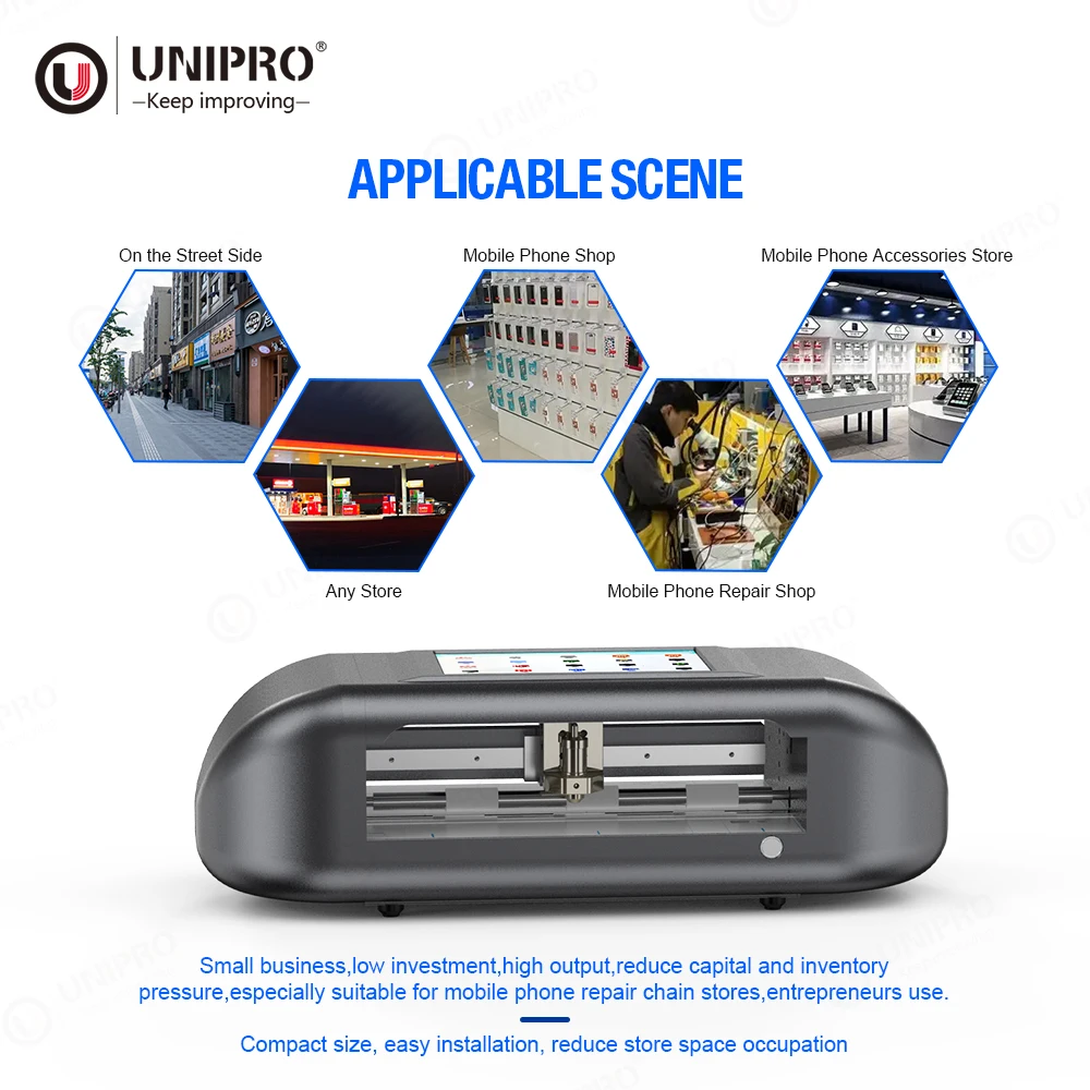 UNIPRO TPU Hydrogel Film Cutting Plotter Back Stickers Mobile Phone Skin Cutter Screen Protector Making Machine