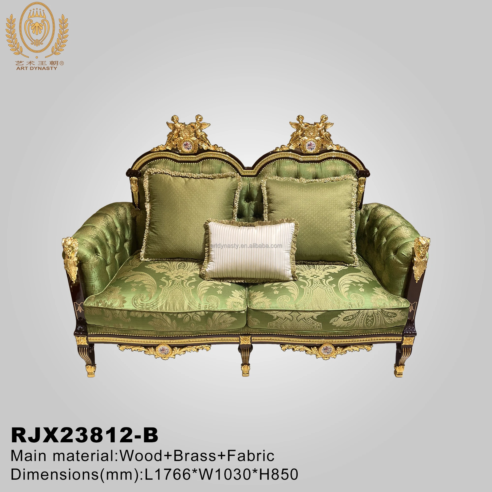 Inlay Sofa Set Hotel Furniture Salon Sofa Classical Luxury Wood Furniture Traditional Style Mother of Pearl Carved Gilded Brass