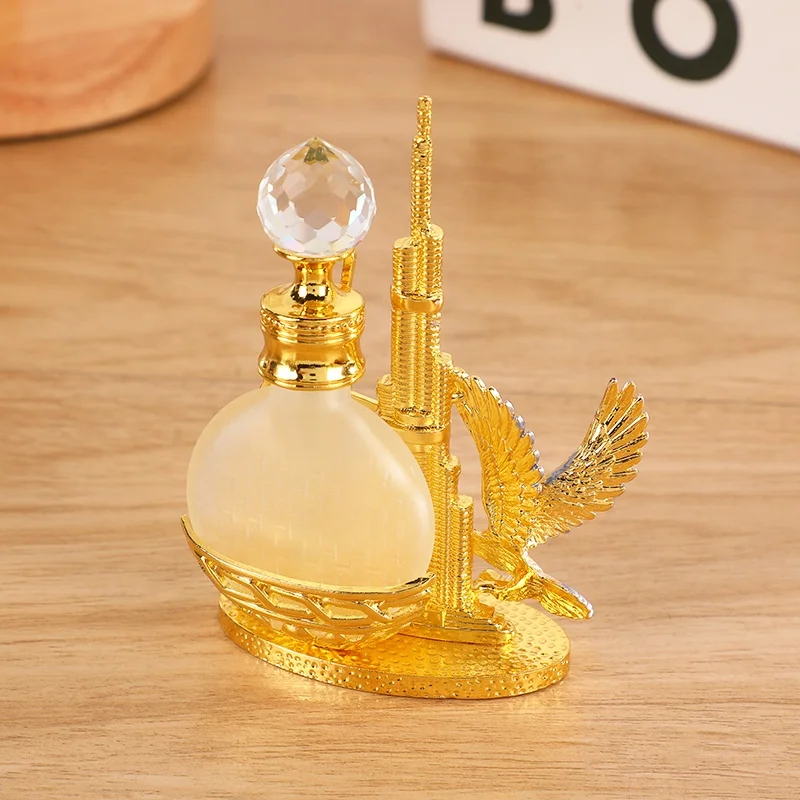 10ml Middle East Dubai Burj al Arab Hotel Burj Khalifa Falcon Metal Perfume Bottle Essential Oil Refillable Attar Bottles#10219