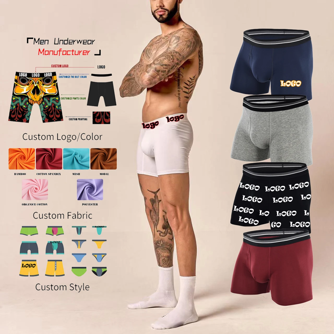 High Quality Breathable Boxers Pour Hommes Cotton Briefs Boxers Shorts Custom Logo Men Boxer Underwear For Man