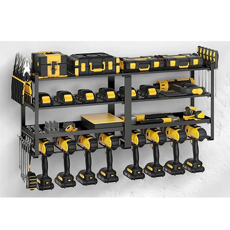 4 Layers Heavy Duty Wall Mount Power Tool Organizer Storage for Garage Workshop Warehouse