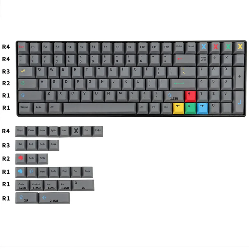 GMK Dualshot Theme 129 Keys PBT DYE-SUB Cherry Profile Keycaps For Mechanical Gaming Keyboard Grey Series Key Caps