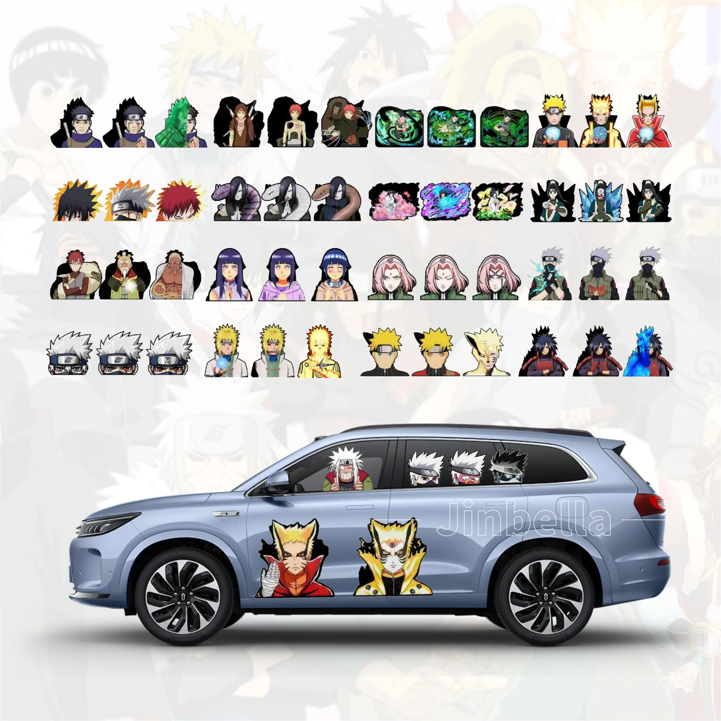 1300 Designs 10-15cm Custom 3D Lenticular PET Motion Anime Narutoed Sasuke Kakashi Itachi Gaara Car Cartoon stickers Decoration