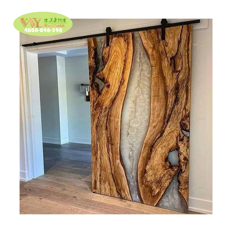 Epoxy Resin Sliding Wood Door  Use For Home Living Room Dining Room
