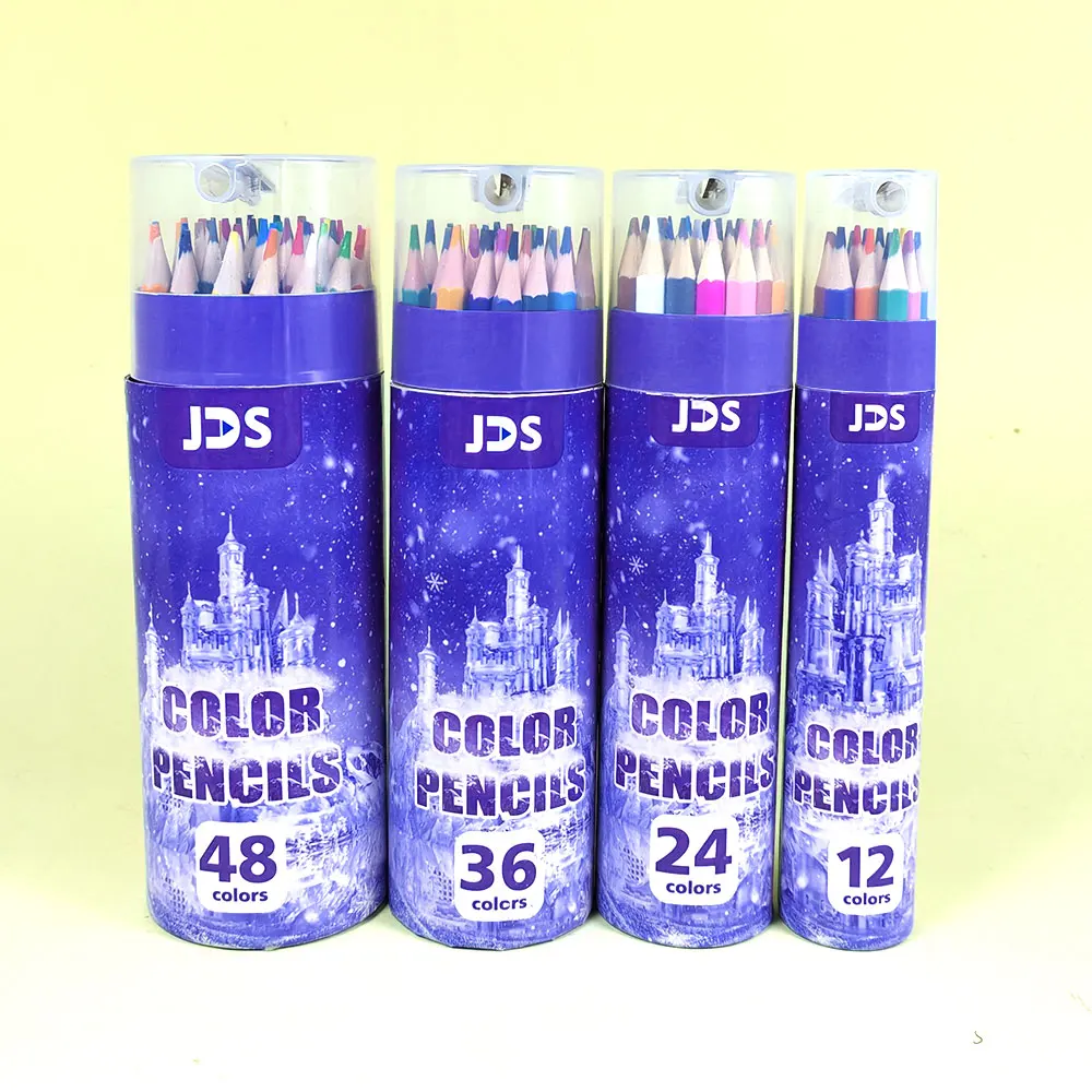 New Frozen Design Colored Pencils 12/24/36/48 Colors Pencil for Drawing with Paper Barrel Customized Logo
