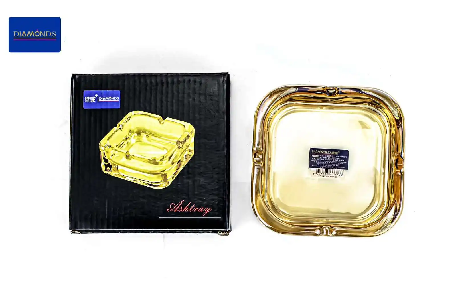 Square Ashtray Glassware Transparent Grey Amber Glass Cigarette Use Fashion New Design Eco-Friendly Manufacturer Supply