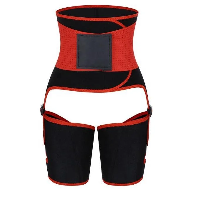 Neoprene high quality 3 in 1 body shaper tummy control thigh leg trimmer waist trainer with butt lifter logo and straps