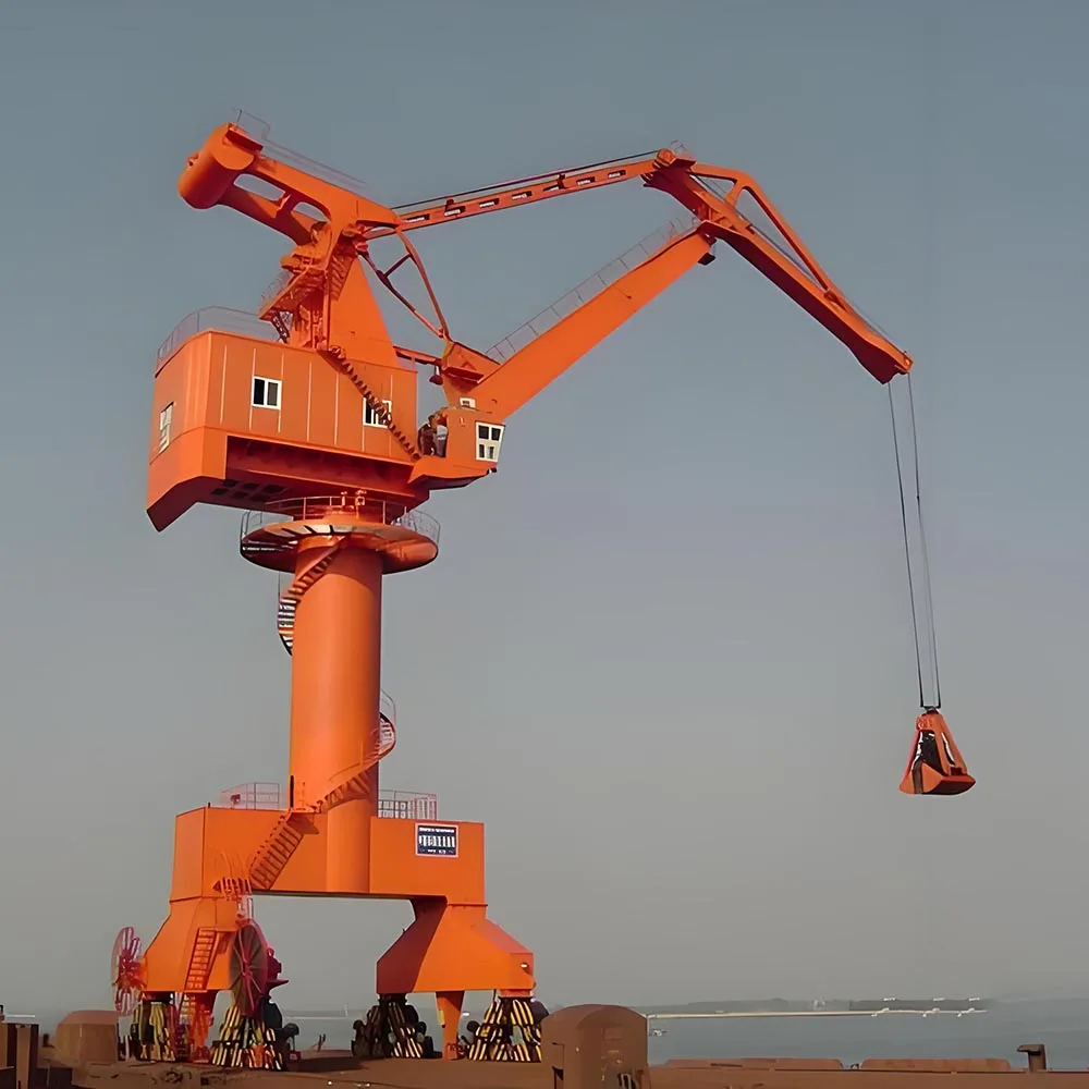 Shipyard Floating Dock Port Terminal Using Pedestal Level Luffing Crane Single Jib and Four Link Portal Crane 16t to 100t