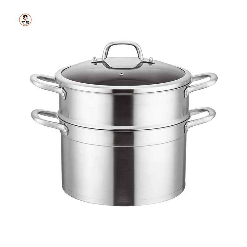 Металлический Food Grade 2 яруса Пароварка отпаривания для газа и индукционной плиты