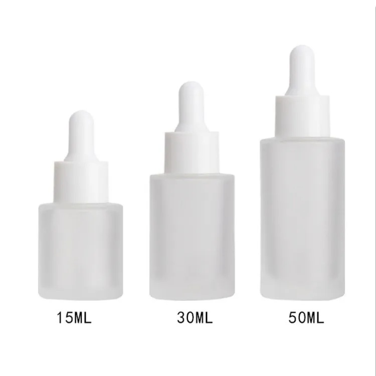 15ml 30ml 50ml Cylinder Clear Frosted Glass Dropper Bottle For CBD Oil Essential Oil With Customization Print