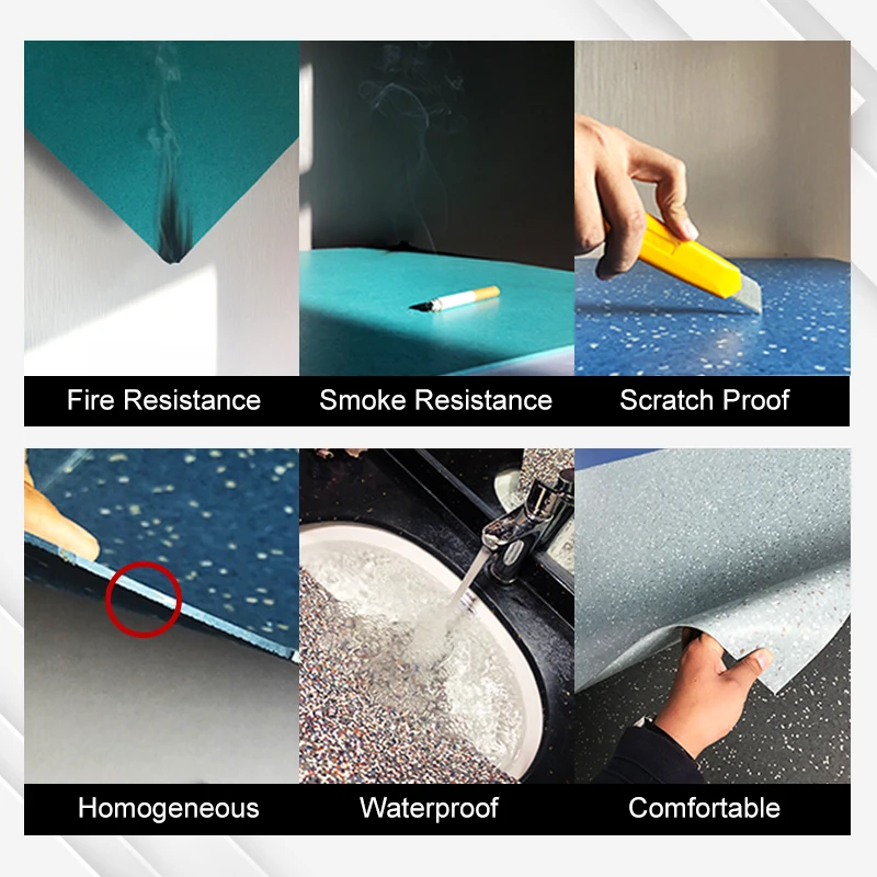 Made in China Vinyl Roll Flooring for School Hospital Gym Customized Size and Color Homogeneous PVC Vinyl Roll