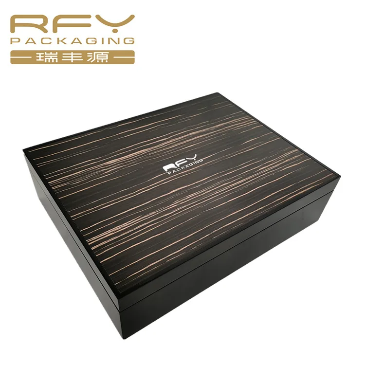 Custom High-Grade Piano Lacquer Wooden Box Ebony Lacquer Gift Box Mdf Mounted Wood Grain Boxes For Jewelry