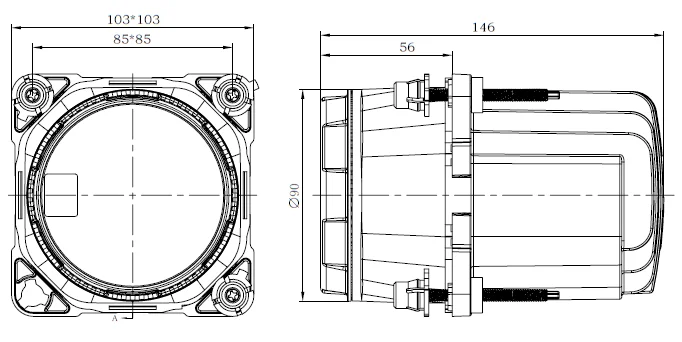 Head light 90mm E-mark ECE R112 approved hi low beam with front direction indicator position and day running lamp for BYD bus