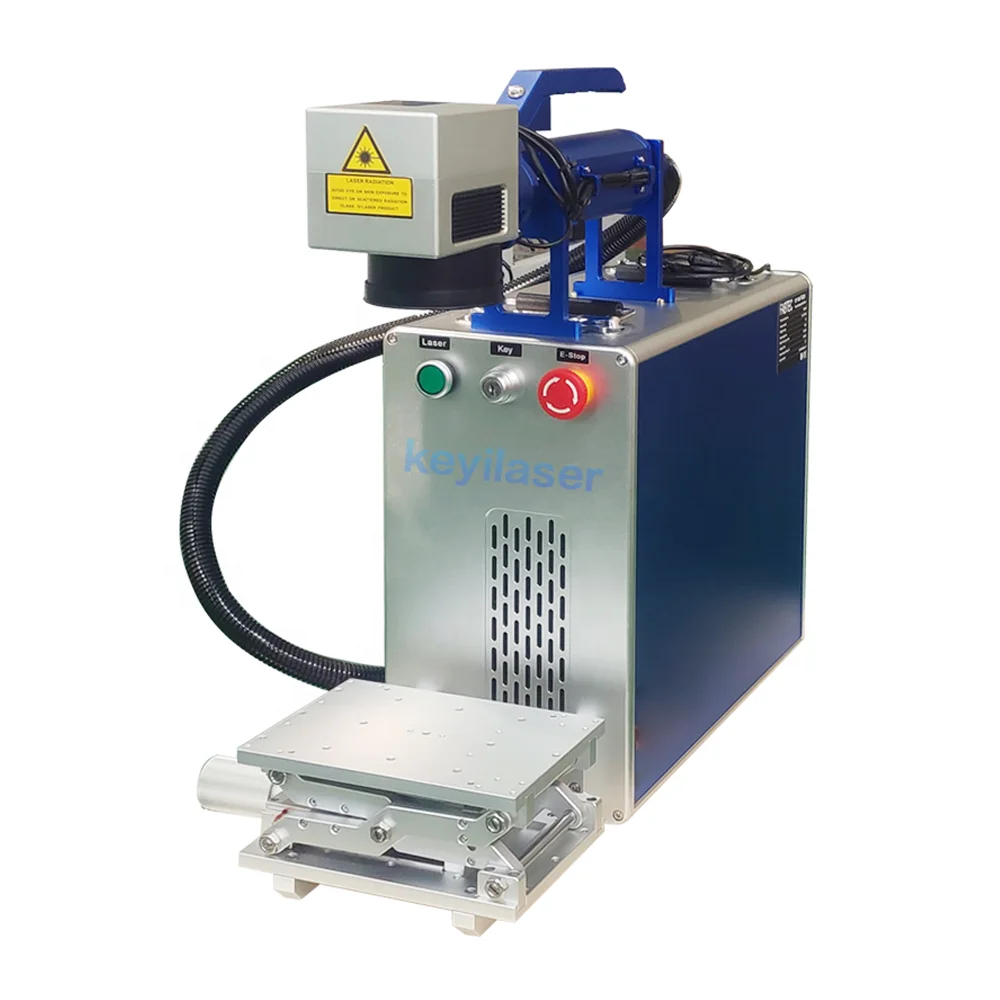 KEYILASER 20w 25w 30w 50w 60w Mopa Handheld Mobile Mini Fiber Laser Marking Machine For Metal Animal Ear Tag Ring Bracelet