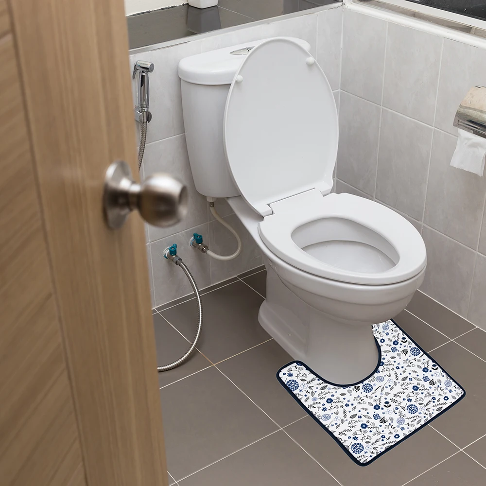 Fashion Design Rectangle Absorb Water Anti Slip Mat Bathroom Door Rugs Bath Mats