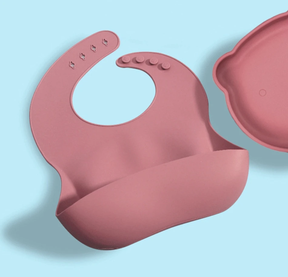 Baby complementary tableware set food-grade silicone fall-resistant high-temperature cute cartoon bear tableware 4pcs/set sets