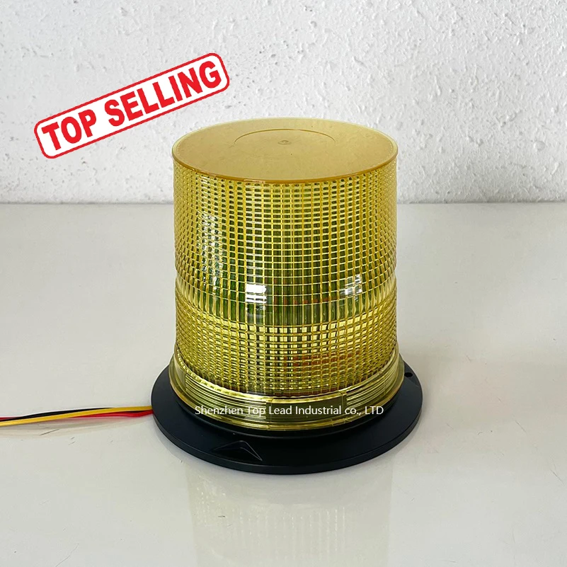 High Intensity Rotary Strobe Lamp DC12 /48V Heavy Duty Vehicle Xenon/LED Flash Beacon Mustard Yellow Explosion-proof PC Lens