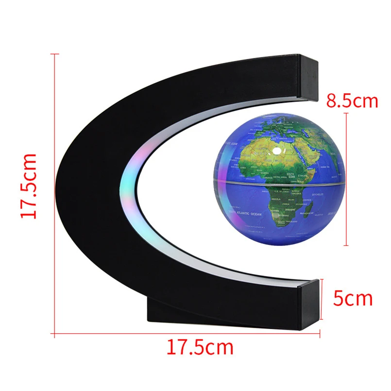 JW969 Desktop Decor Education C Shape World Map Rotating Magnetic Levitation Levitating Floating Globe