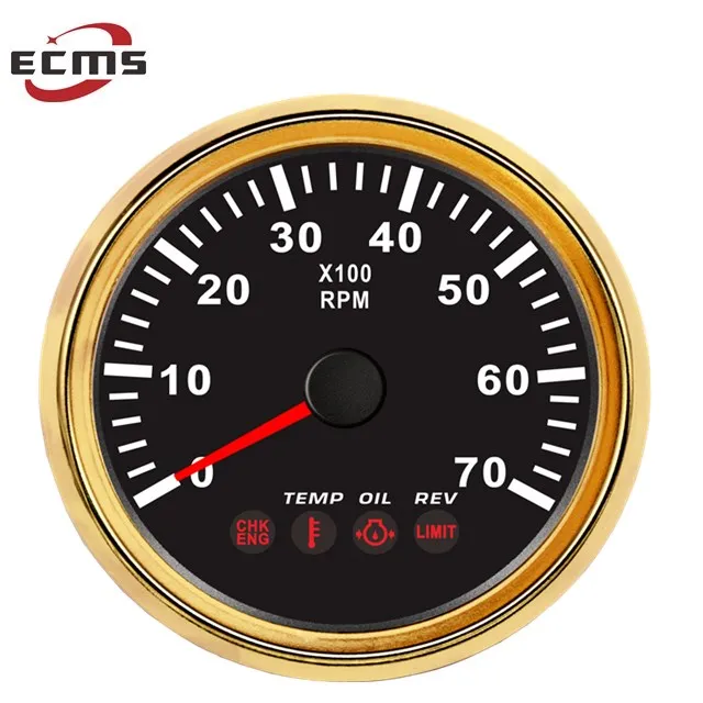  Морской Тахометр ECMS белый/черный 0-7000 об/мин с 4 светодиодными