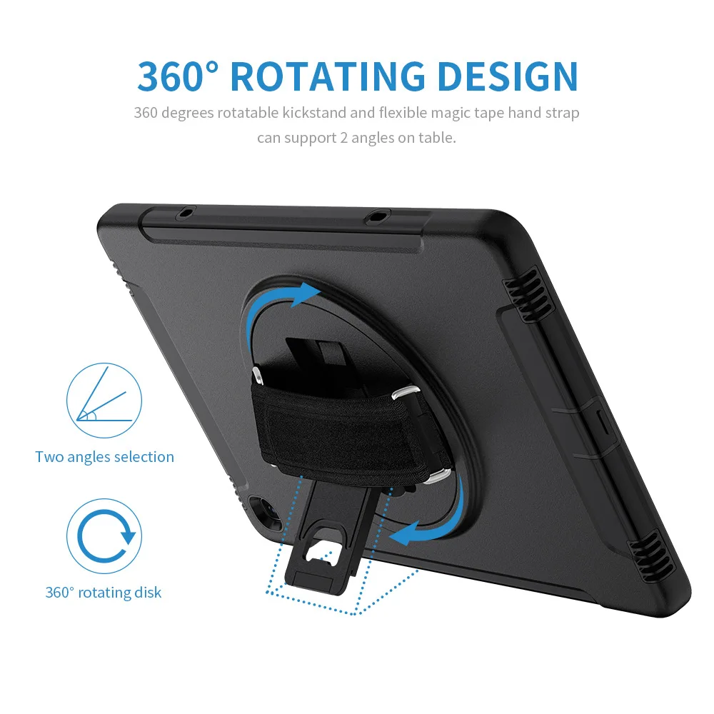 TB002 YTIFOU 360 Degree rotating PC TPU hand Strap shell  Protecting Case for Ipad mini Pro Air 4 2 3 5 9.7 2018 10.1 10.5 12.9