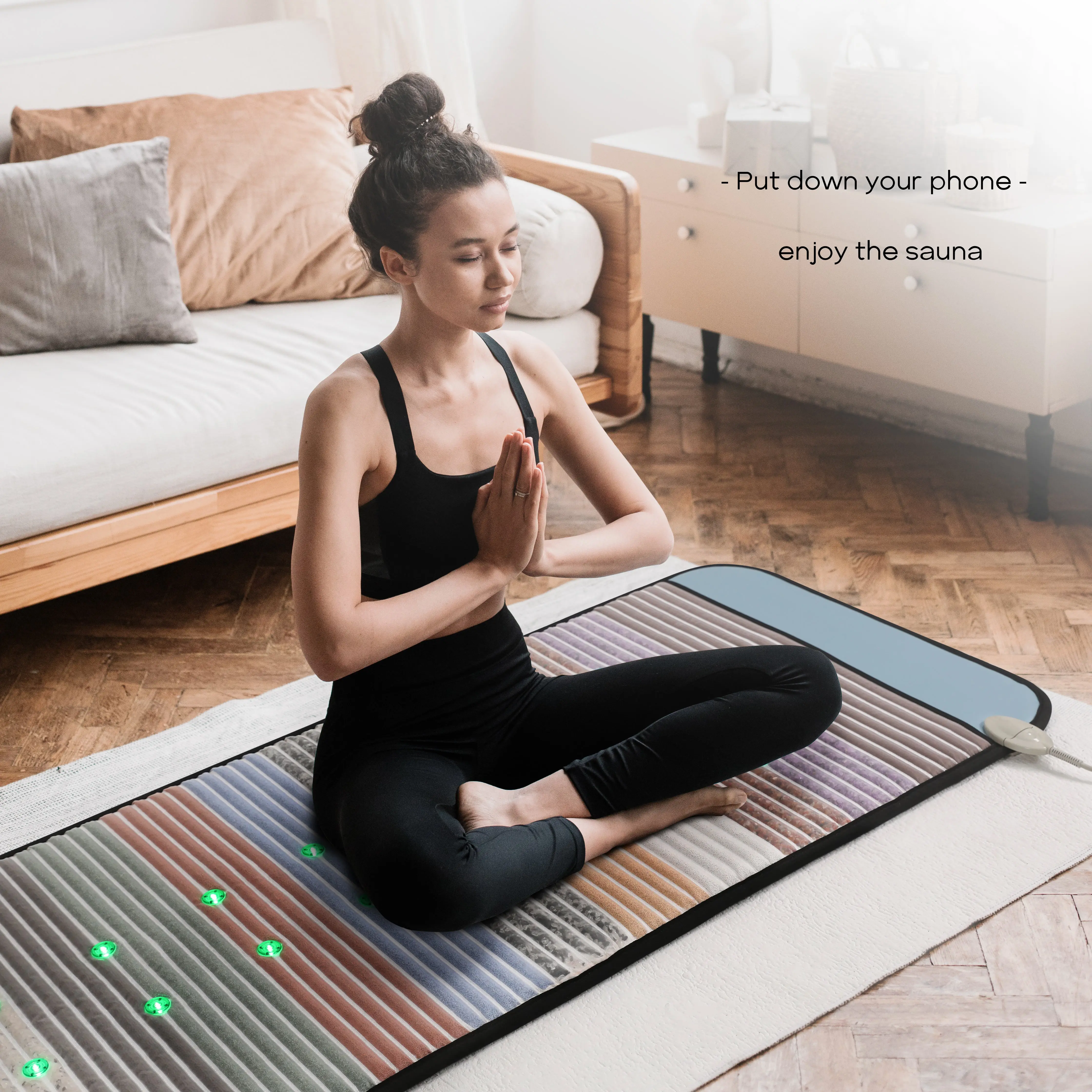 Full Body 24pcs photon light Far Infrared Heating Photon PEMF Mattress Therapy Amethyst Healing Mat