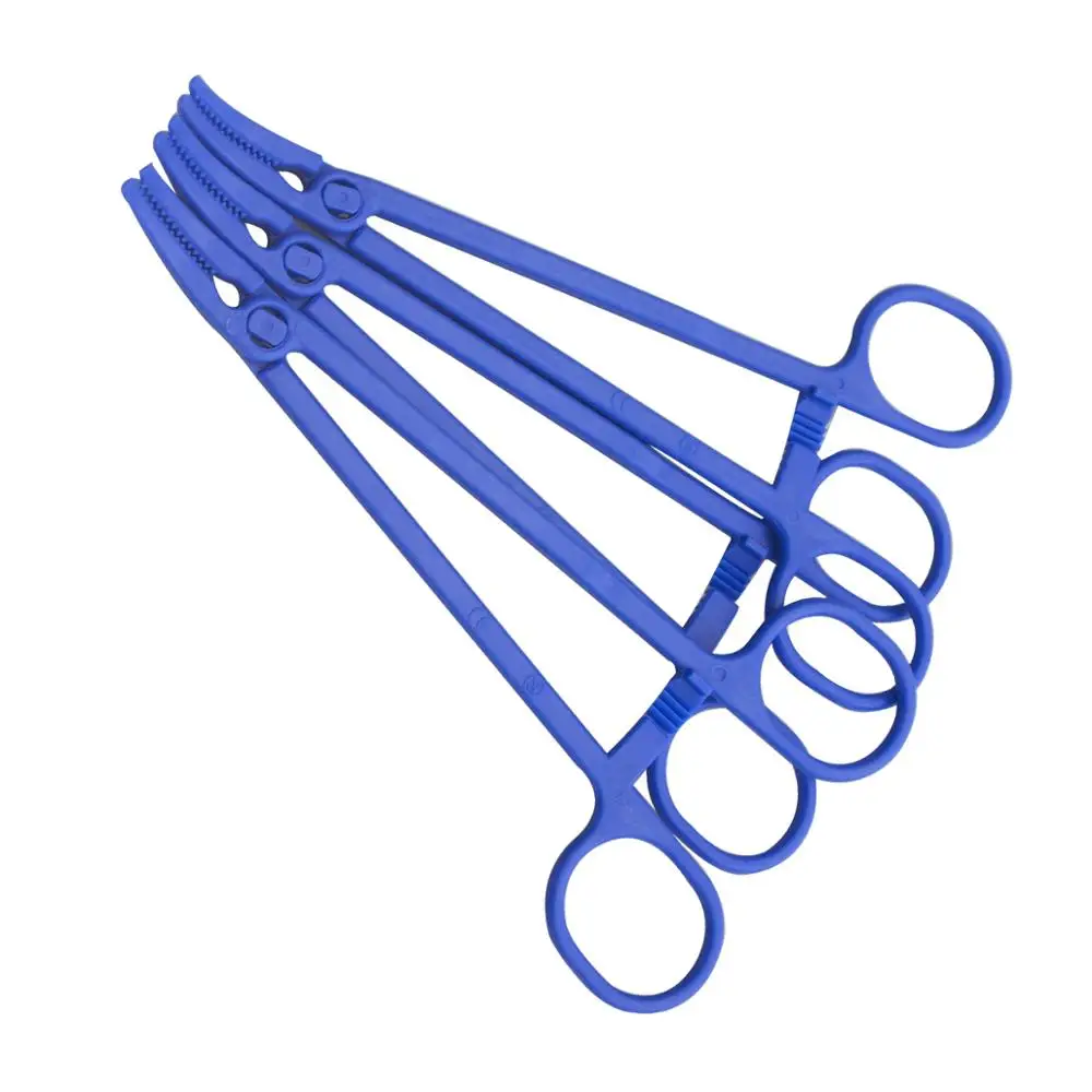 Medical Plastic Hemostat Forceps Long Curved Sharp Mouth Pliers Surgical Cotton ball Sponge Clamp