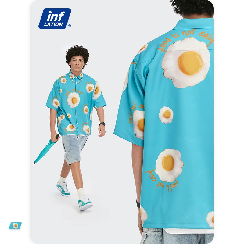 
Creative Design Fashion Summer Hawaiian Style Hip Hop Button Up Printed Shirt Bulk 