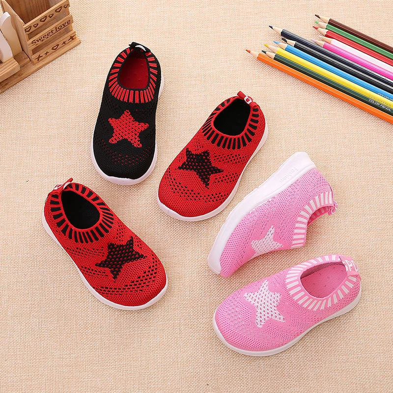 
unisex prewalkers children girls baby mesh sport flat red black toddler footwear babyshoes knit weave boys running casual shoes 