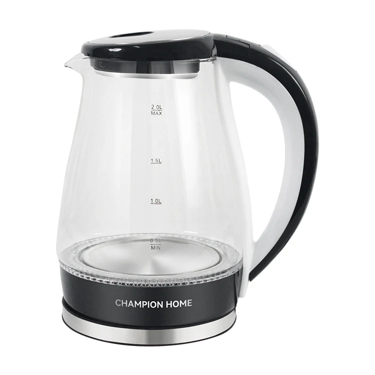 Factory Supplier 1.8L glass electric kettle with High borosilicate glass body and 201stainless steel