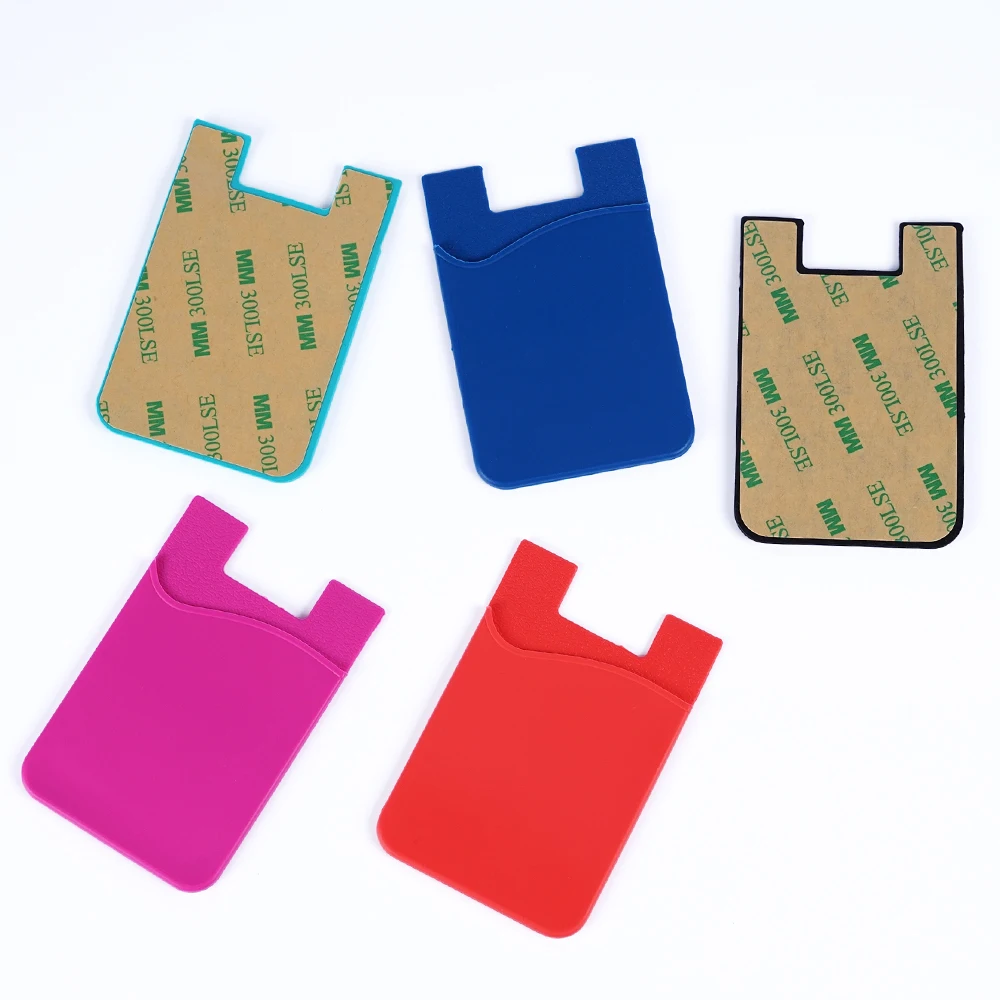 Colorful Silicone Credit Card Holder Cell Phone Wallet Pocket Sticker Adhesive Silicone Card Holder