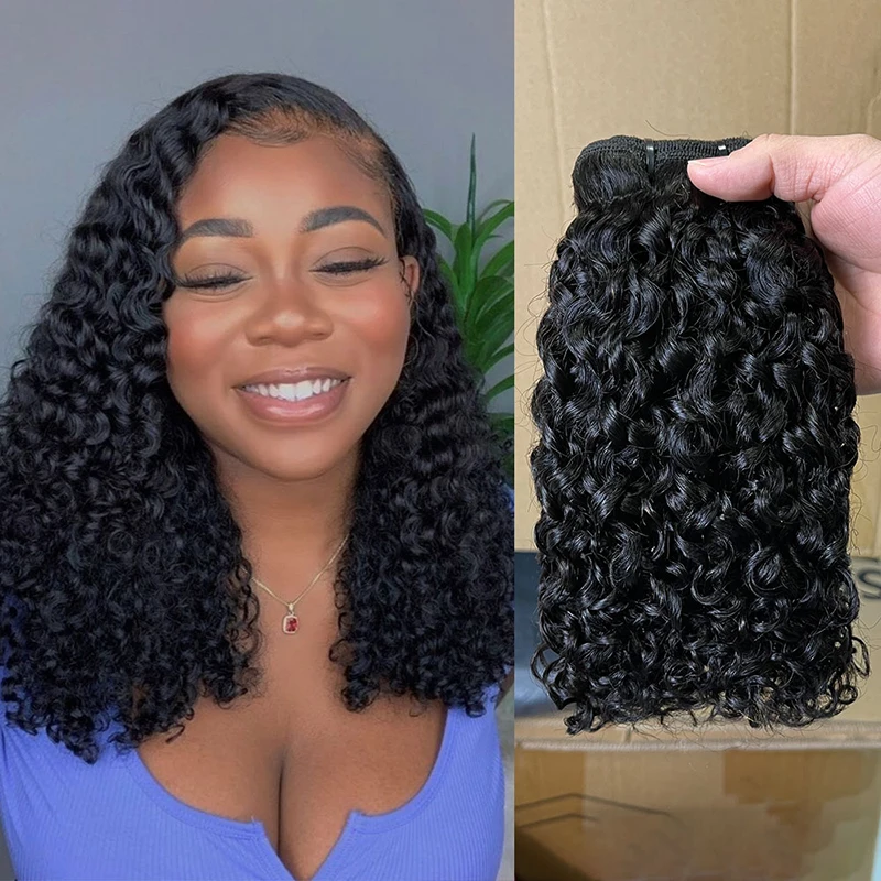 Wholesale virgin pixie curls double drawn,pixie curls human hair, peruvian hair bundles with closure grade 12a pixel curly hair