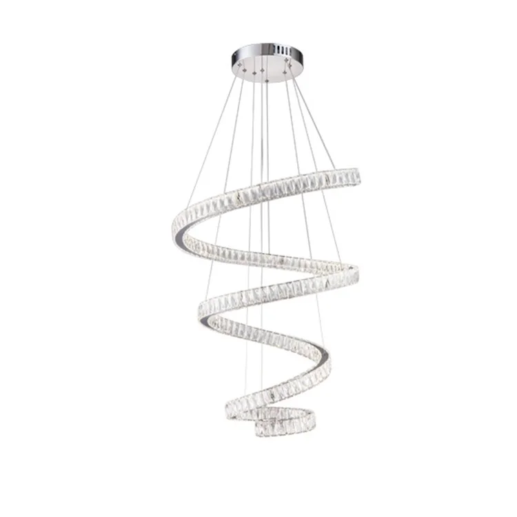 
Скандинавская Современная подвесная металлическая Хрустальная светодиодная спиральная линейная люстра, подвесной светильник 