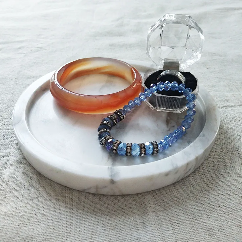 
Factory Luxury White Marble Round Jewelry Organizer Tray 
