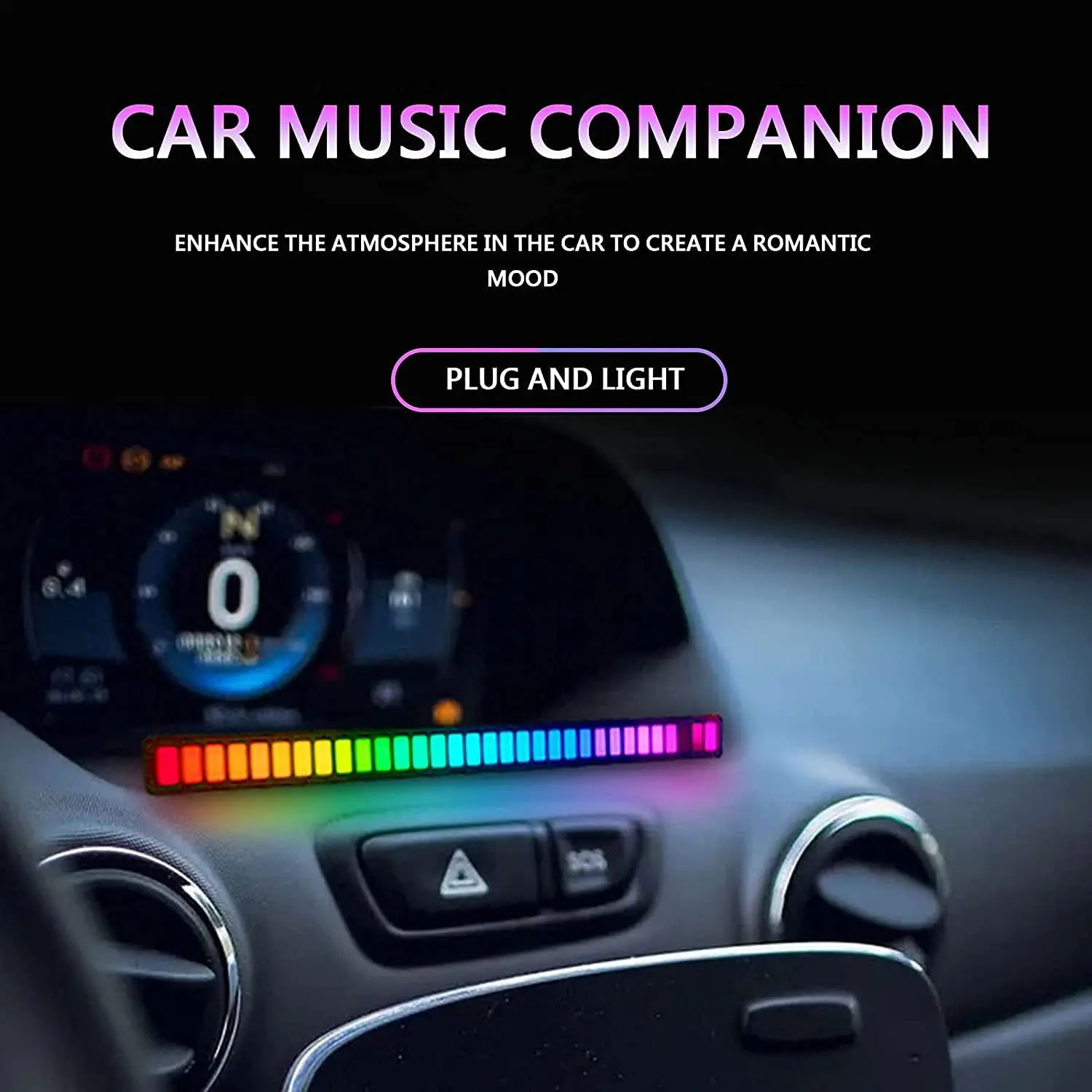 Voice Control Wireless Stereo Music  Lamp Bar for Car Desktop Party, RGB Voice-Activated Pickup Rhythm atmosphere Lights