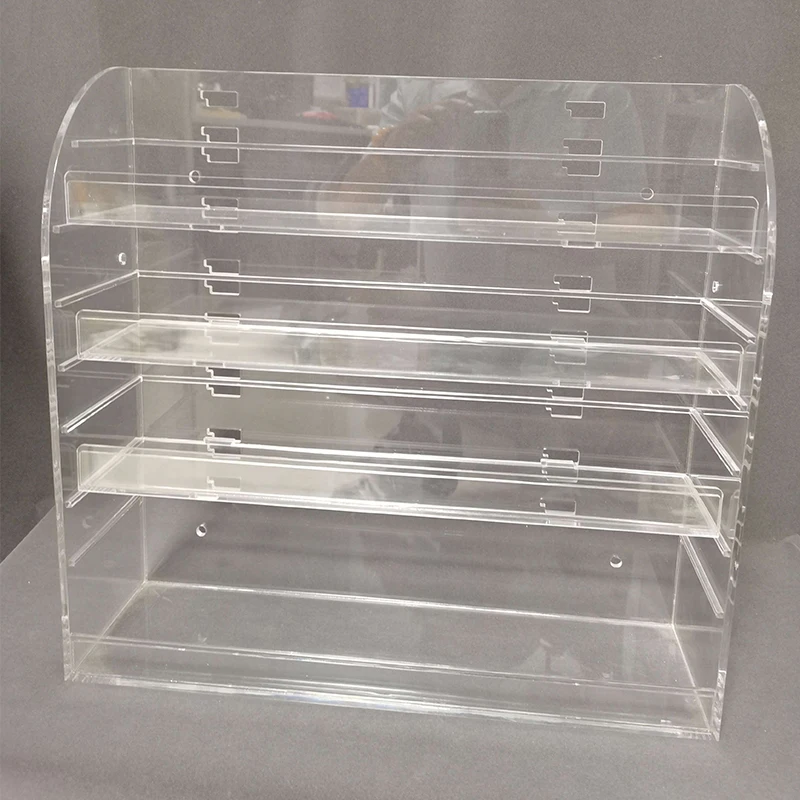 Wholesale clear acrylic cosmetics nail polish bottles display rack chocolate sweet candy display top counter custom sizes