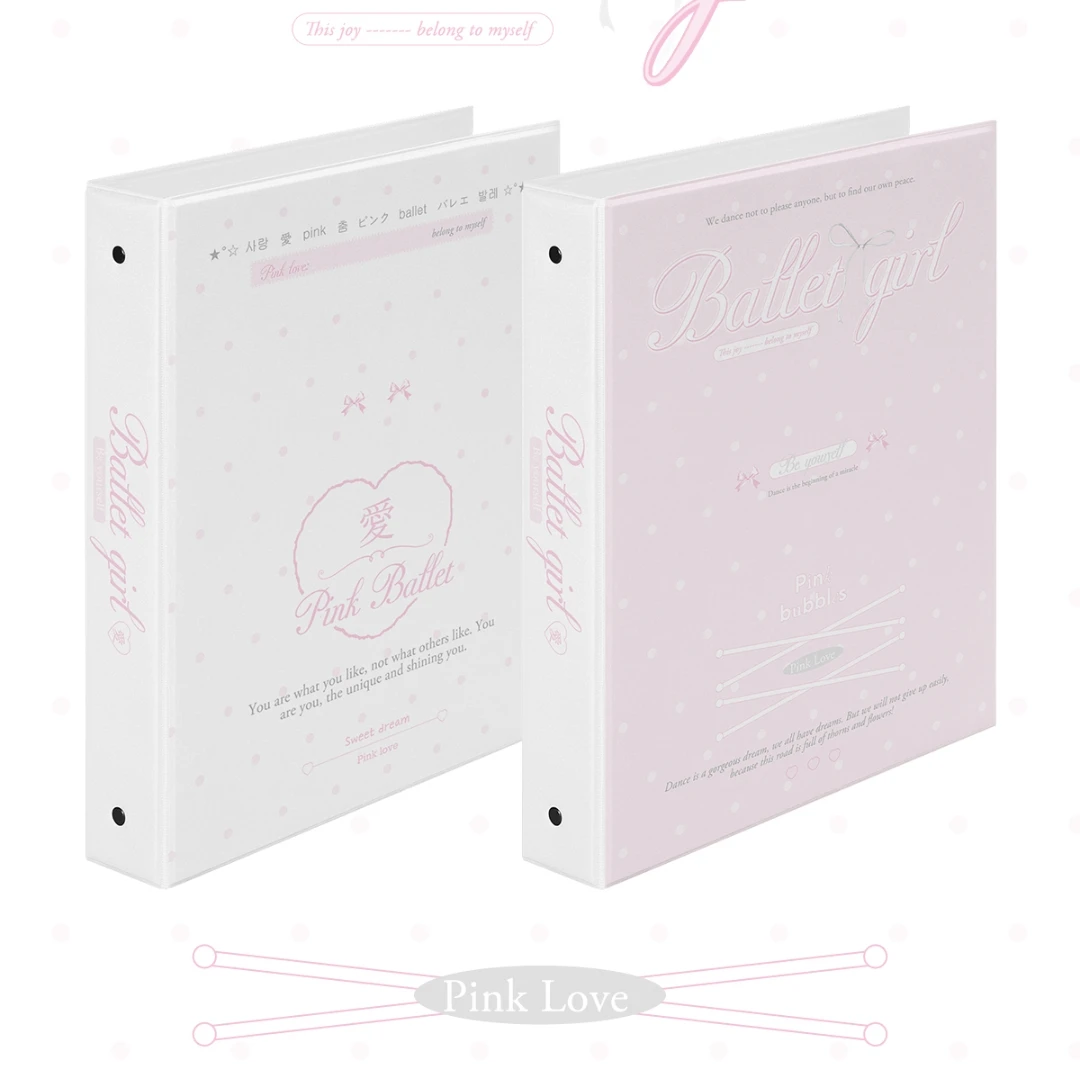 A5 White Pink Polka Dot Ballet Style Photo Card Binder 3-inch coquette Photo Album