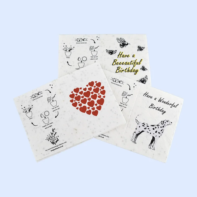 Customize Handmade Greeting card Colorful postcard and Christmas greeting card Recyclable environment-friendly seed paper card