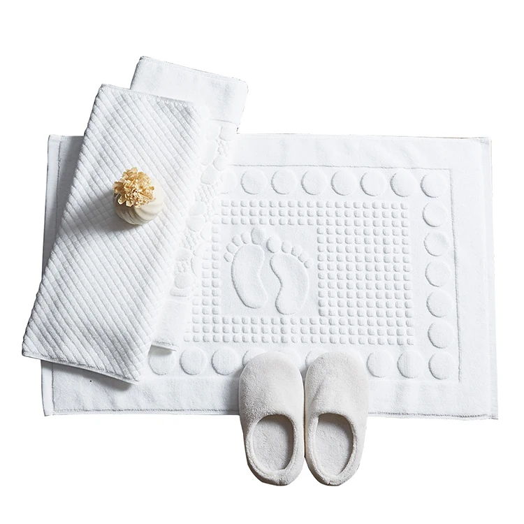 
Custom cotton footprint bath foot mat towel shower hotel floor towel 