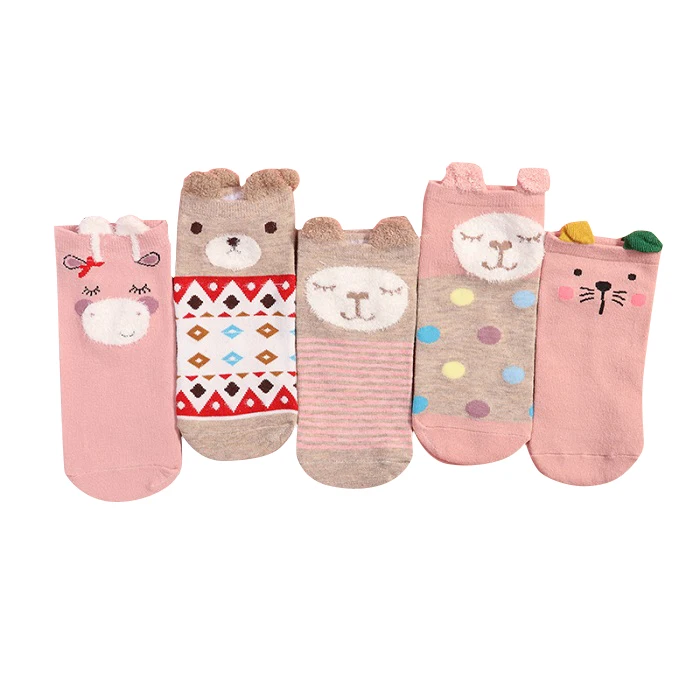 5 Pairs/Set Teen Girls Cute Animal Ear Plush Art Fashion Sock Cartoon Cotton Ankle Socks
