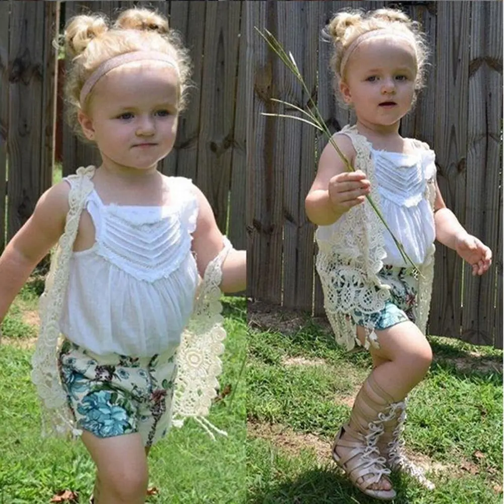 Toddler Kids Baby Girls Lace Crochet Hollow Out Cardigan Vest Tops Tassels Blouse Waistcoat
