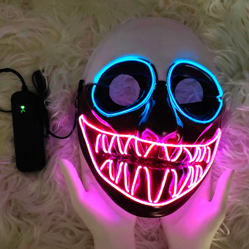 Хэллоуин косплей светодиодная вспышка EL Wire DJ Вечеринка страшная маска