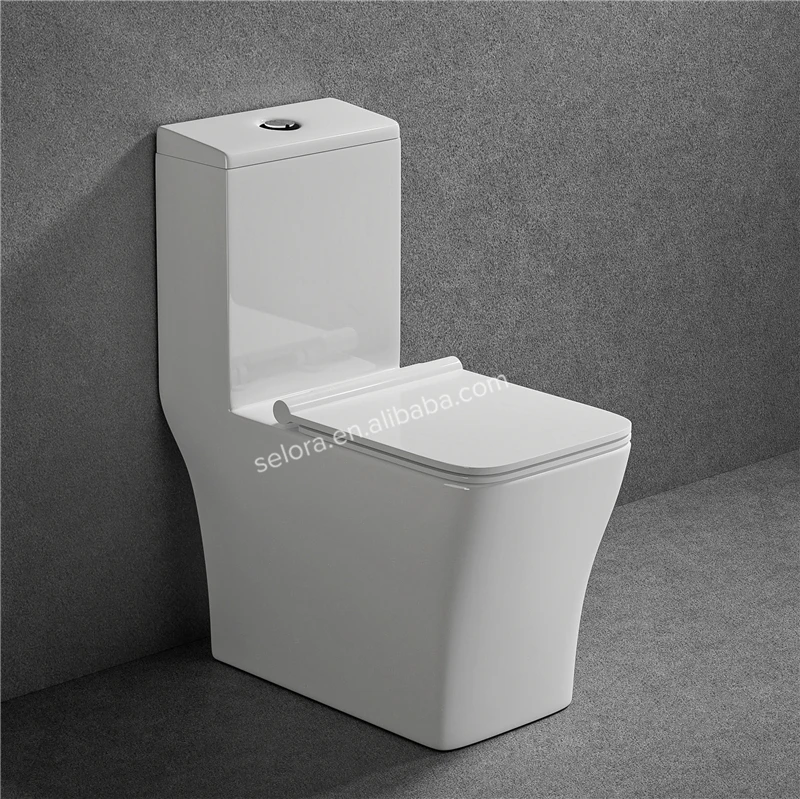 New design modern bathroom s trap square Washdown one piece ceramic WC toilet in white color