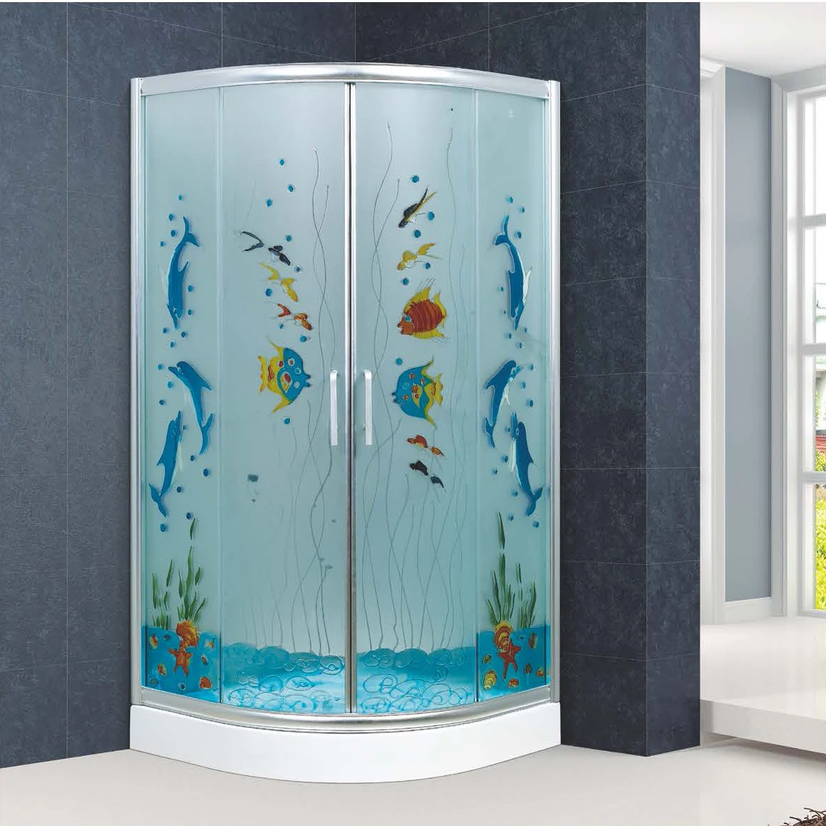 Modern Design Luxury Aluminium Alloy Framed Corner Shower Room Tempered Glass Bathroom Arc Shower Door With Handle