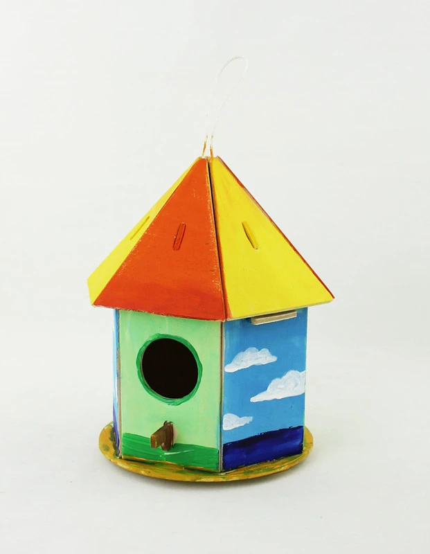 
Hot Selling Novelty Cute Wood DIY White Bird Feeder House Kit IBEI 
