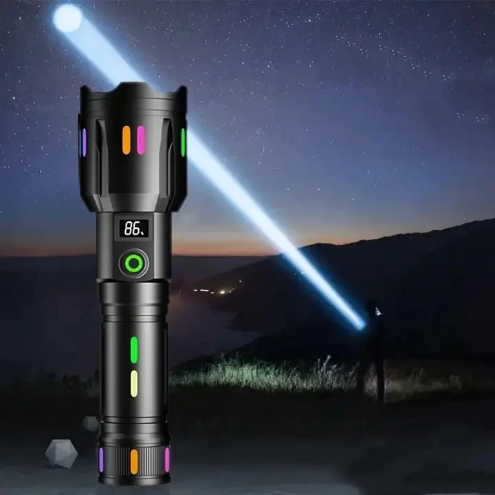 White Laser Strong Light Long-range Torch Digital Aluminium Dimmable Shipp Taschenlampe 100000 Lum Lampes Tactical Flashlight