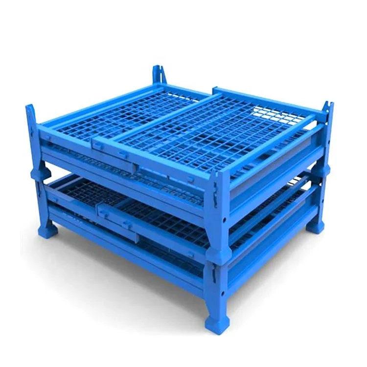 Industrial foldable storage heavy duty wire mesh container storage pallet cages
